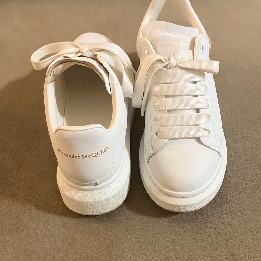 Alexander McQueen Cream Lace-Up Sneakers- like new!